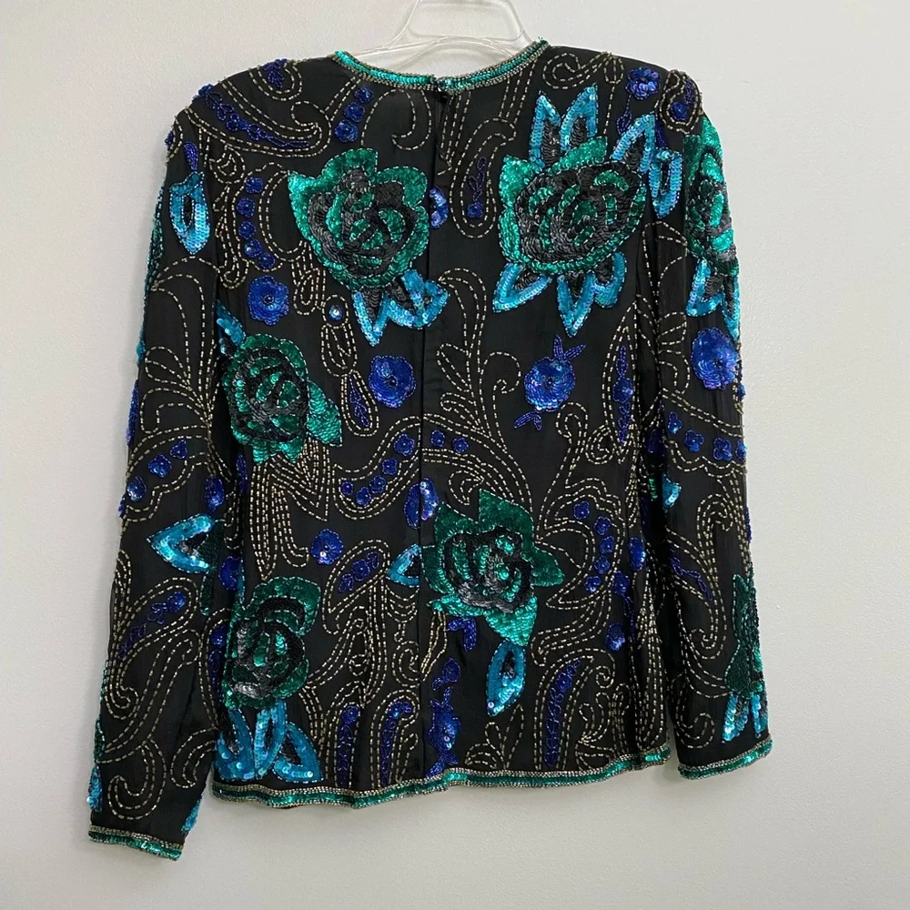 Vintage Beaded Silk‎ Shirt - Picture 2 of 4